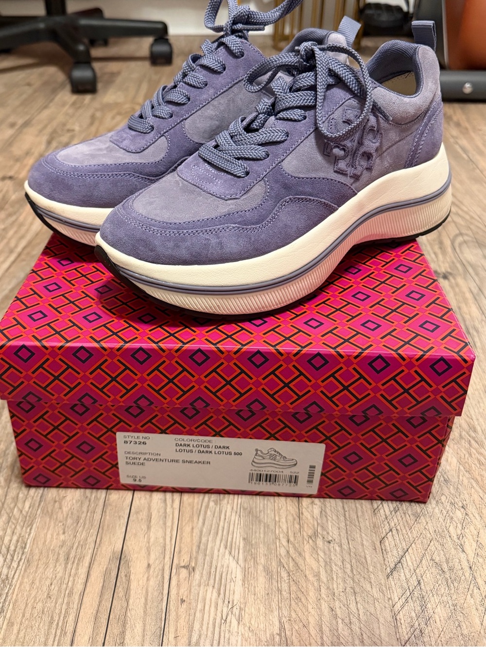 Tory Burch Lavender Suede Platform Sneakers